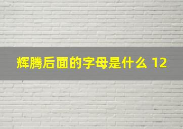 辉腾后面的字母是什么 12